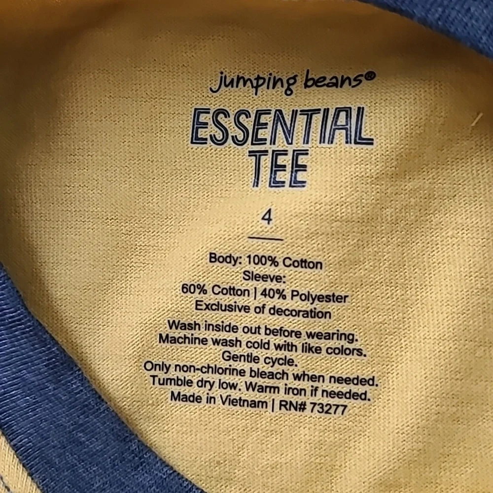 JUMPING BEANS BRAND BOY'S YELLOW AND IVORY LONG SLEEVE TEES BUNDLE SIZE 4 - Picture 7 of 11